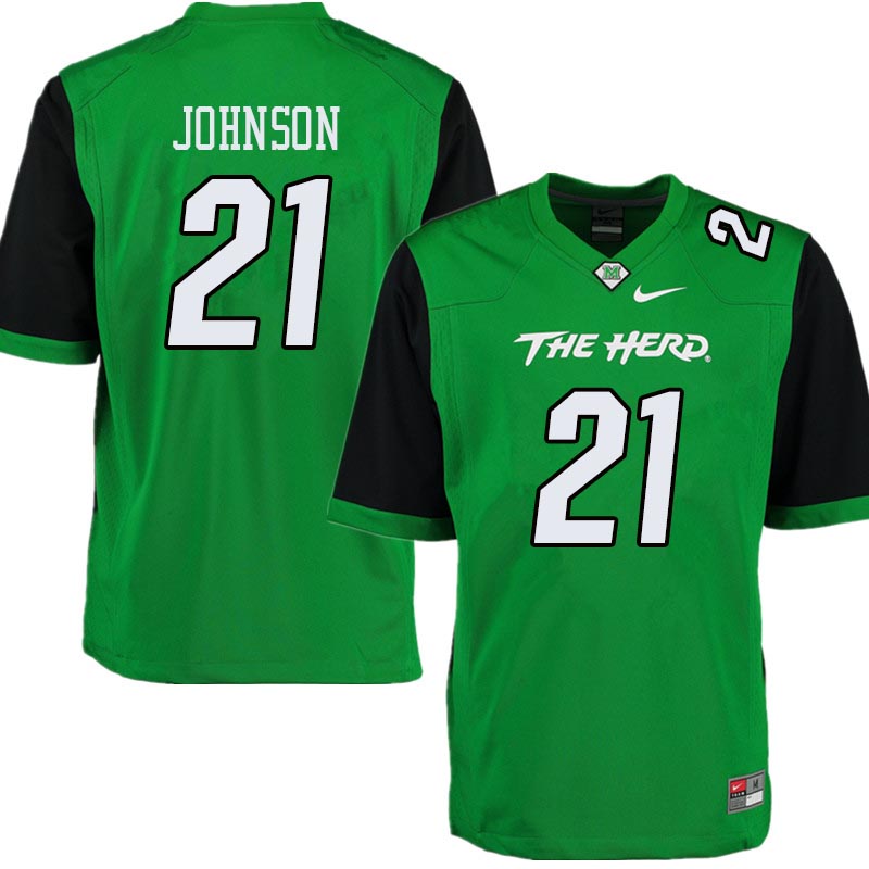 Men #21 Artis Johnson Marshall Thundering Herd College Football Jerseys Sale-Green